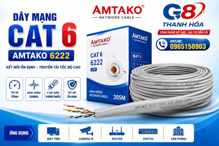 Dây Cat 6 AMTAKO 6222(4k - 305m)